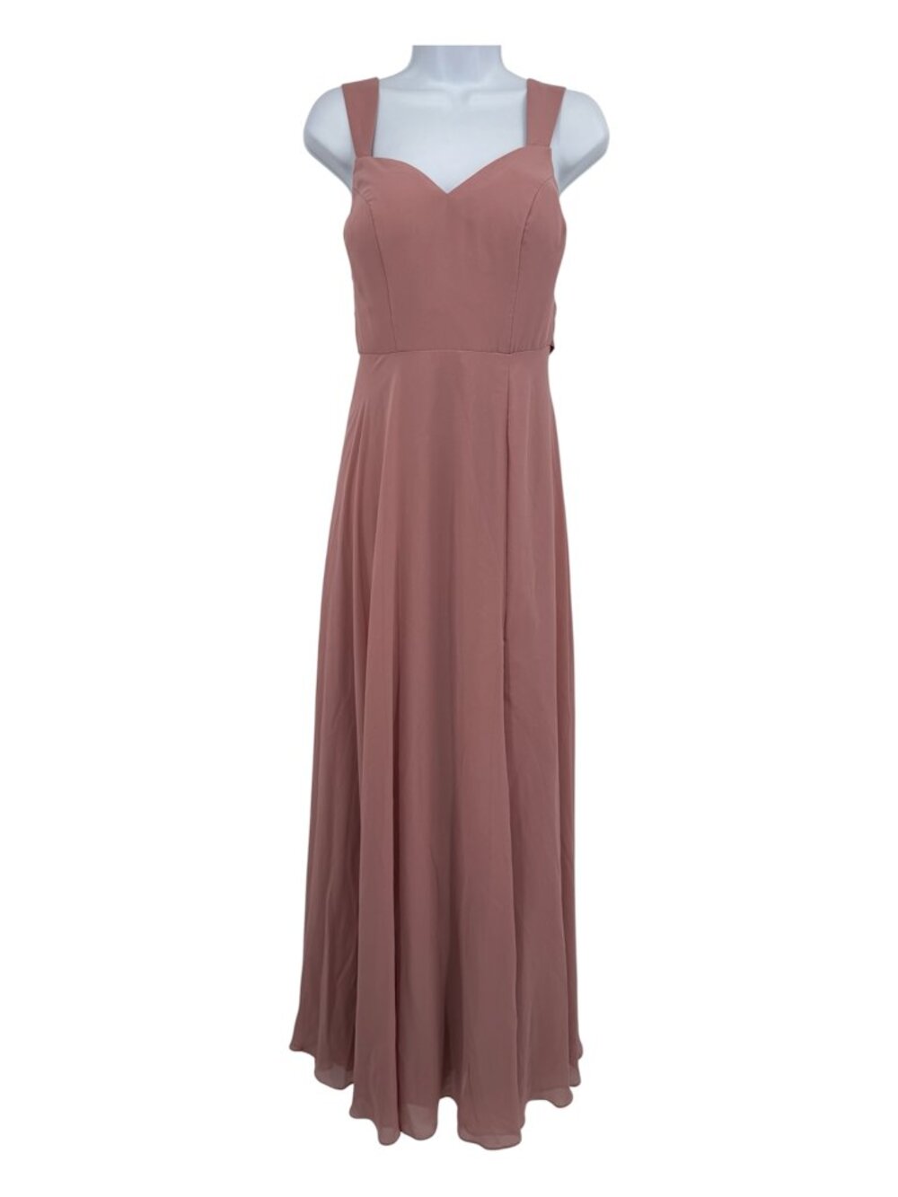 Azazie Plus Dusty Rose Chiffon Bridesmaid Dress Size 14 Open Back Tie Maxi Gown